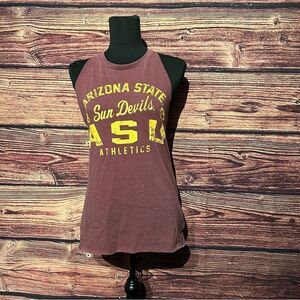 Arizona State Women's Medium Maroon Shirt Top Blouse Custom Woven Open Back